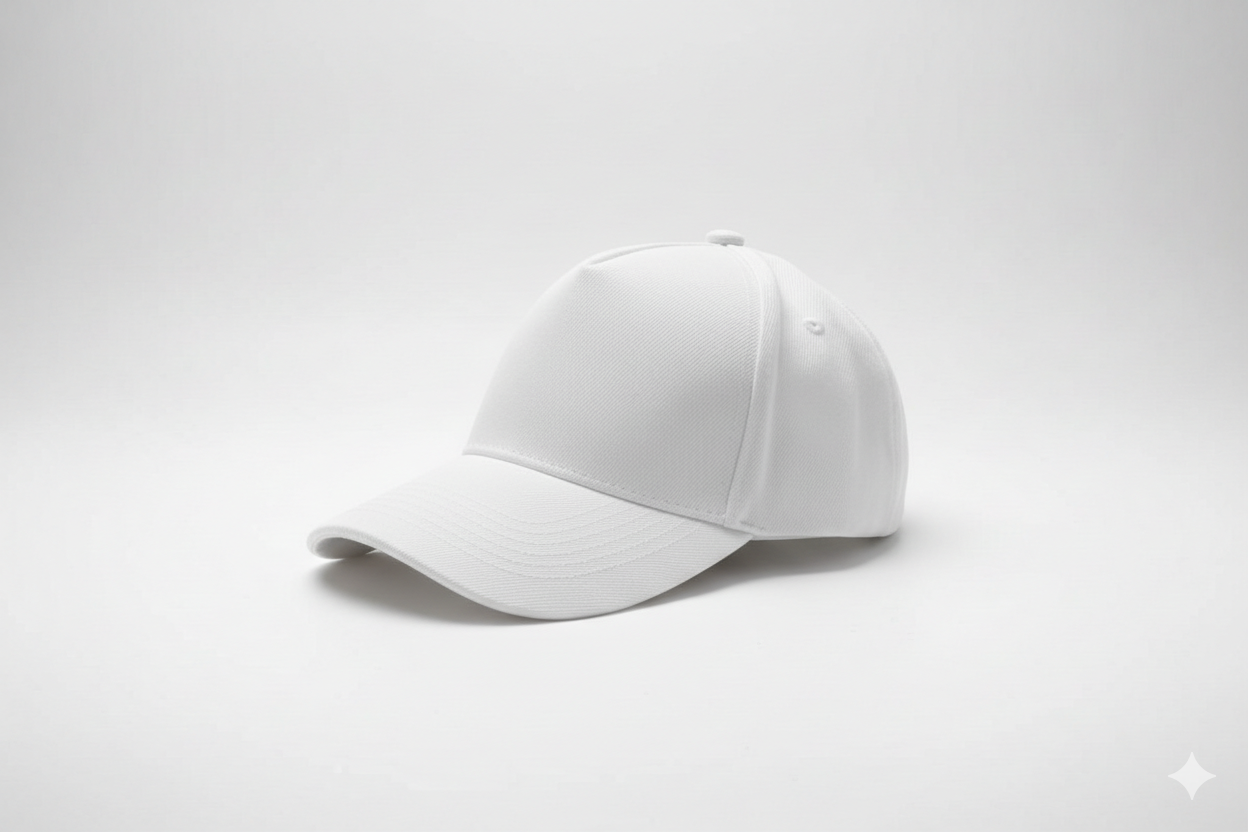 Chapeau blanc bord orange