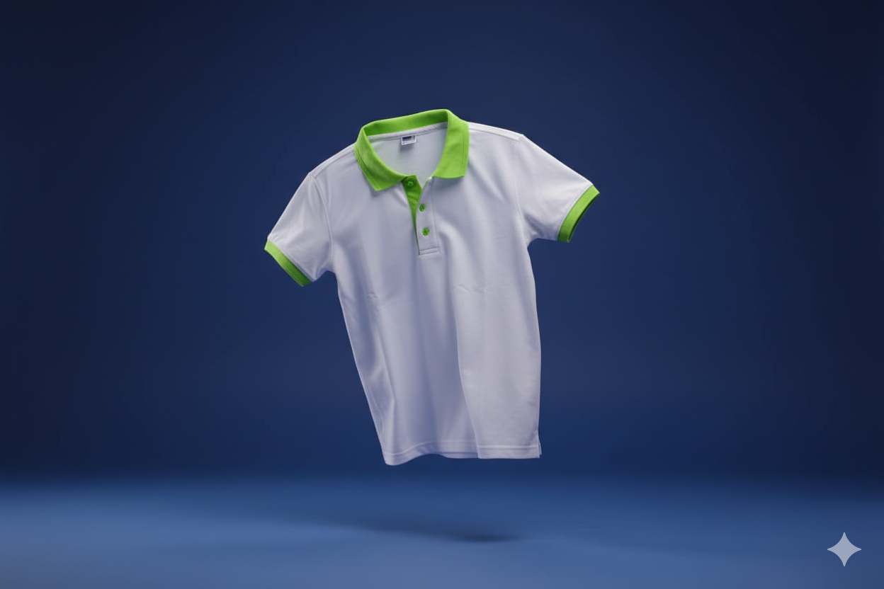 Polos blanc col vert 700gms