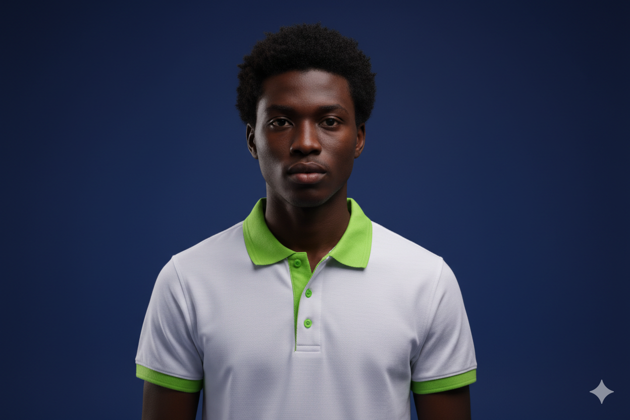 Polos blanc col vert 700gms