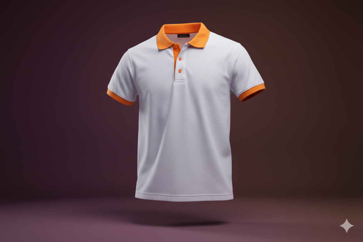 Polos blanc col orange 700gms