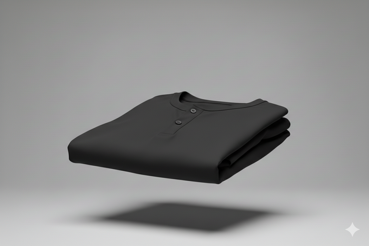 T-shirts col mao noir 1000gms