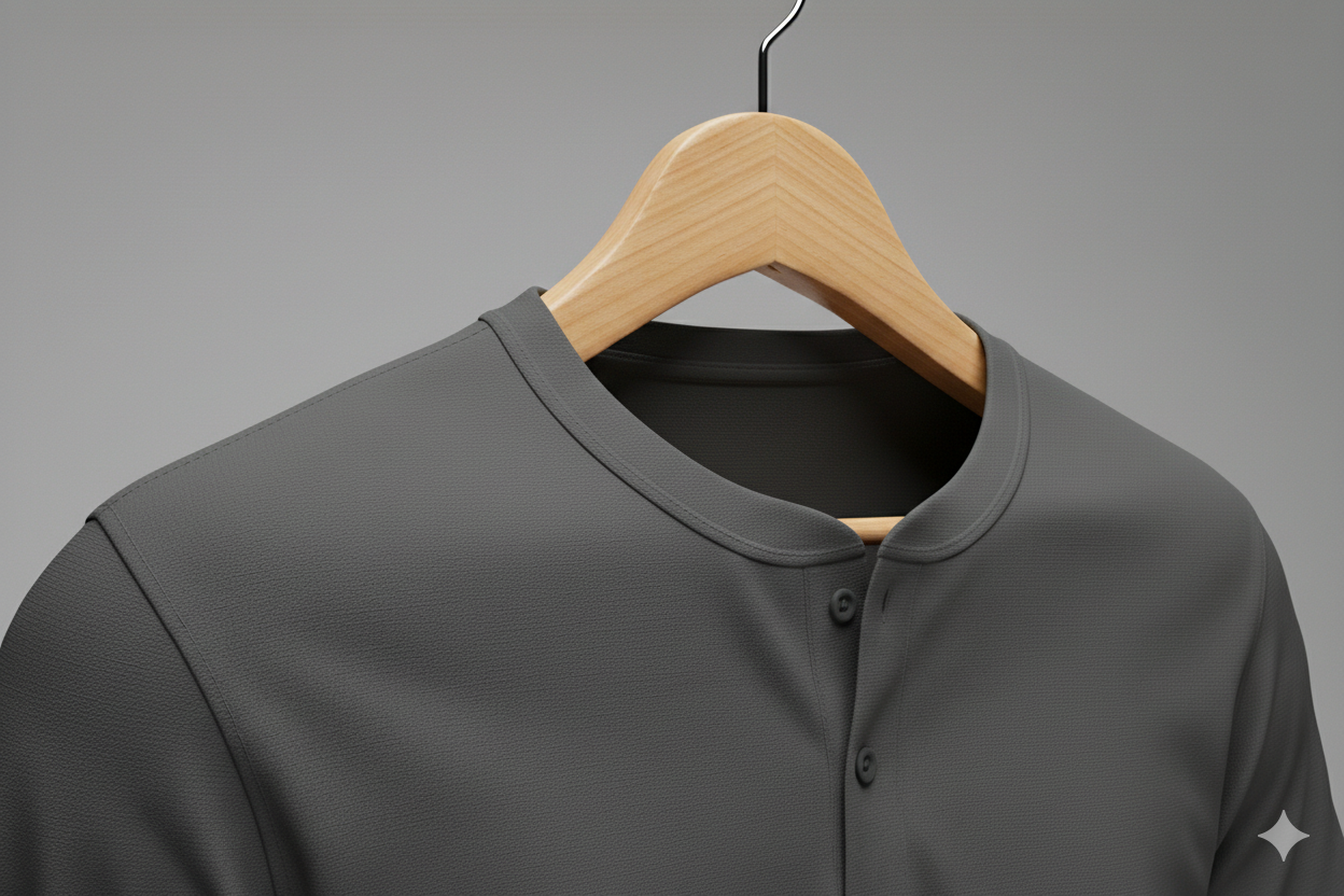 T-shirts col mao gris foncé 1000gms