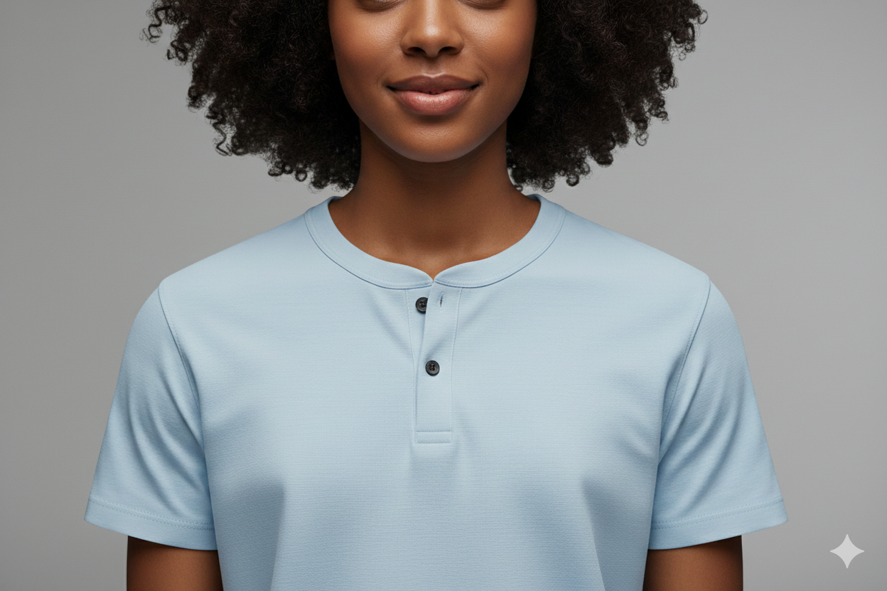 T-shirts col mao bleu ciel 1000gms