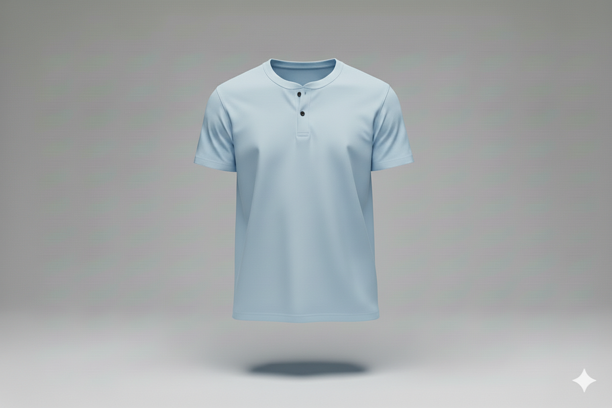 T-shirts col mao bleu ciel 1000gms